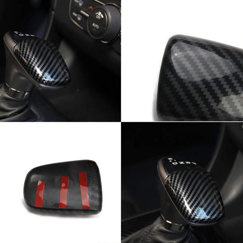 crosselec Carbon Fiber Gear Shift Knob Cover Sticker Head Trim for Dodge Charger 2015+ (Black) - Image 4